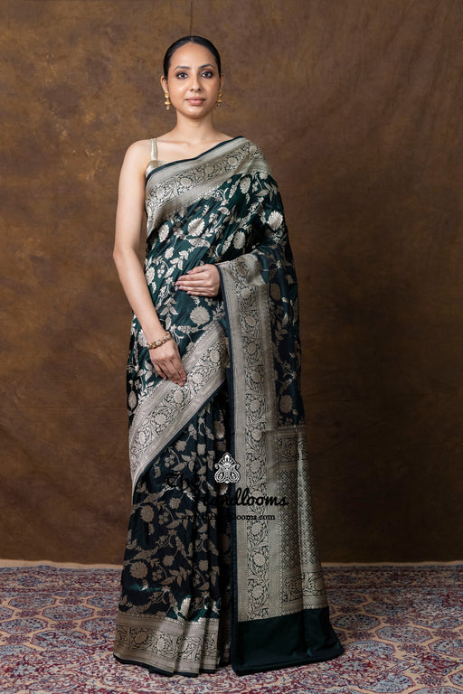 Pure Katan Silk Banarasi Handloom Saree - All Over Jaal Work - The Handlooms