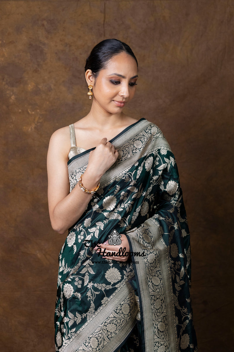 Pure Katan Silk Banarasi Handloom Saree - All Over Jaal Work