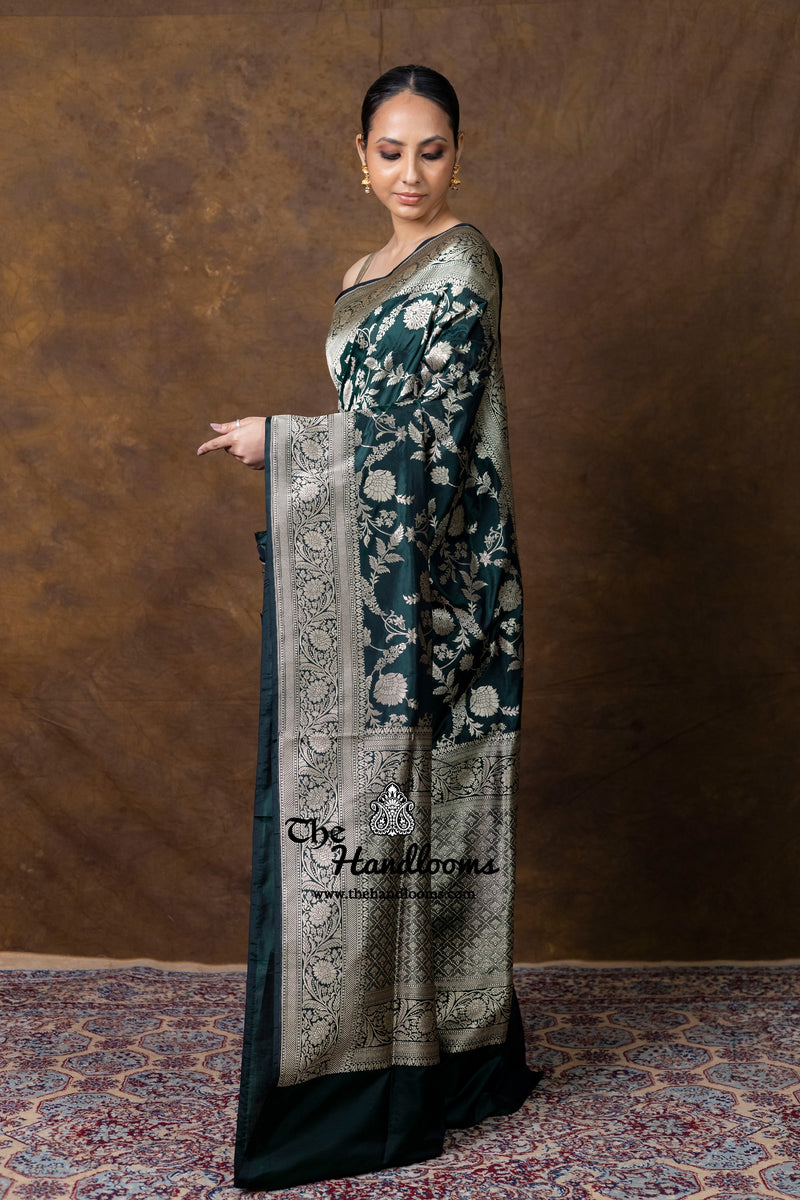 Pure Katan Silk Banarasi Handloom Saree - All Over Jaal Work