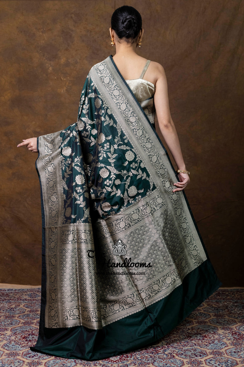 Pure Katan Silk Banarasi Handloom Saree - All Over Jaal Work