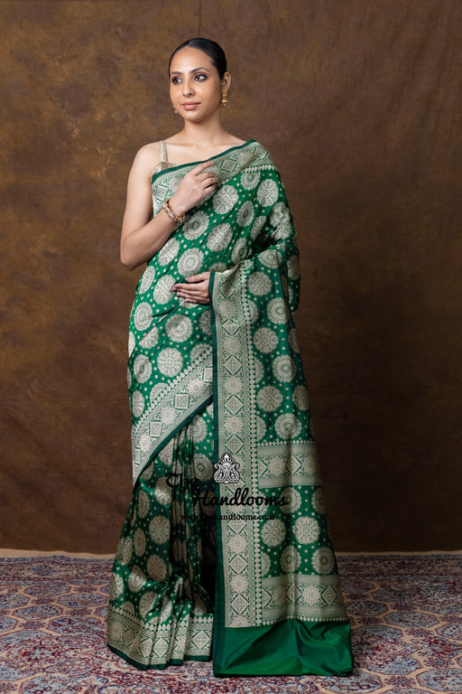 Pure Katan Silk Banarasi Handloom Saree - All Over Jaal Work - The Handlooms