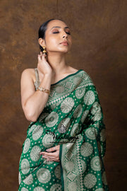 Pure Katan Silk Banarasi Handloom Saree - All Over Jaal Work - The Handlooms