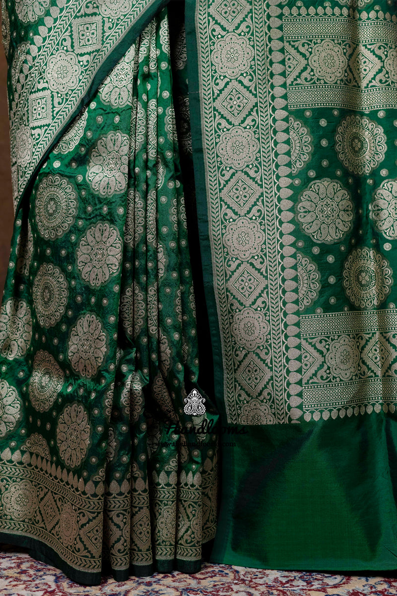 Pure Katan Silk Banarasi Handloom Saree - All Over Jaal Work - The Handlooms