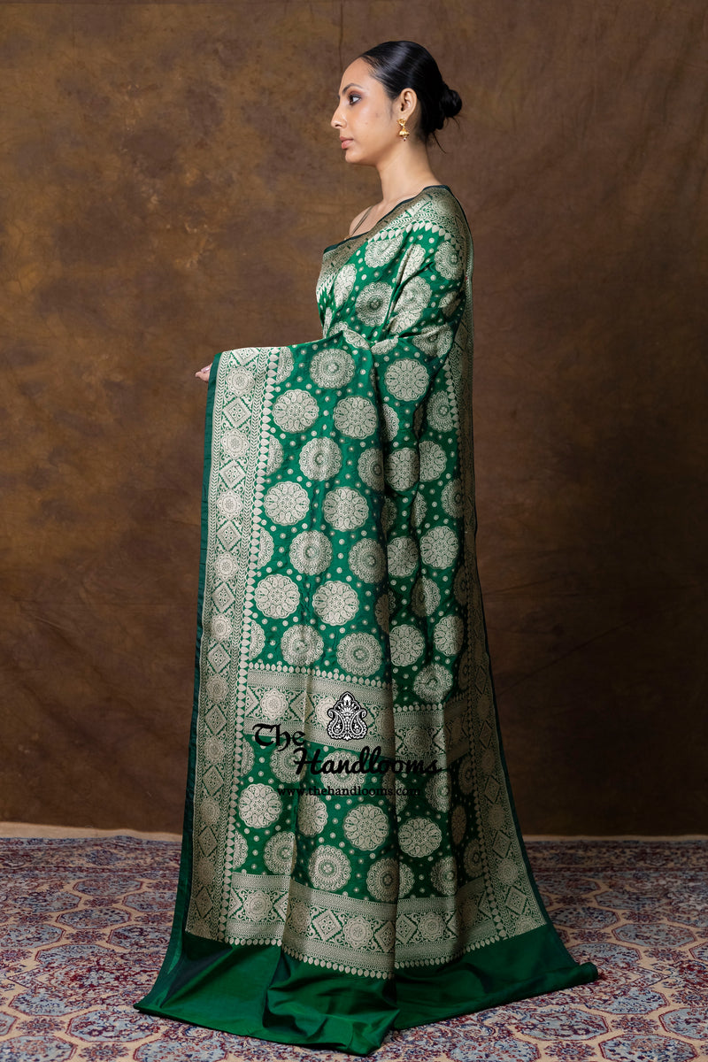 Pure Katan Silk Banarasi Handloom Saree - All Over Jaal Work - The Handlooms