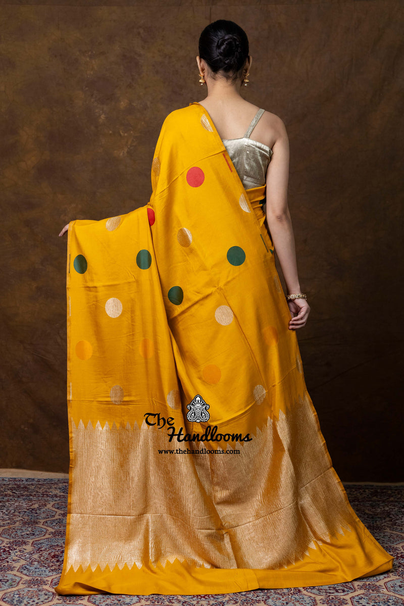 Pure Satan Katan Silk Banarasi Handloom Saree - All Over Boota