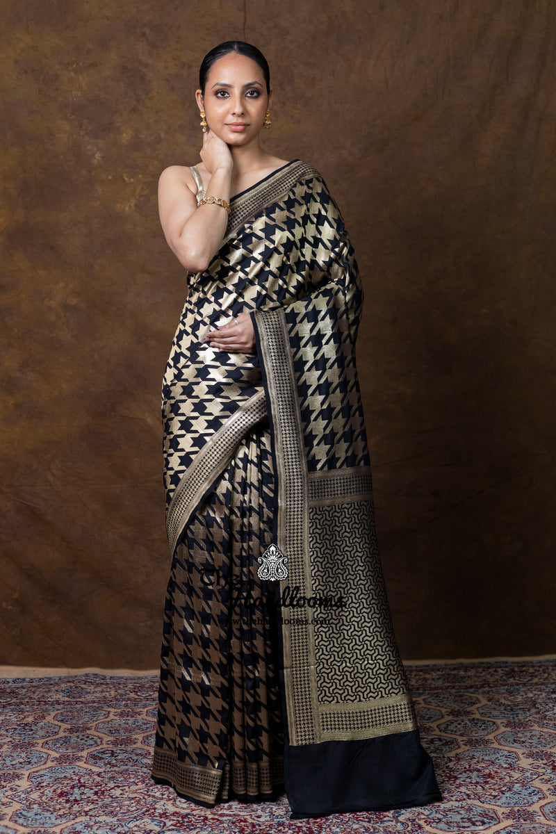 Pure Satan Katan Silk Banarasi Handloom Saree - All Over Jaal Work