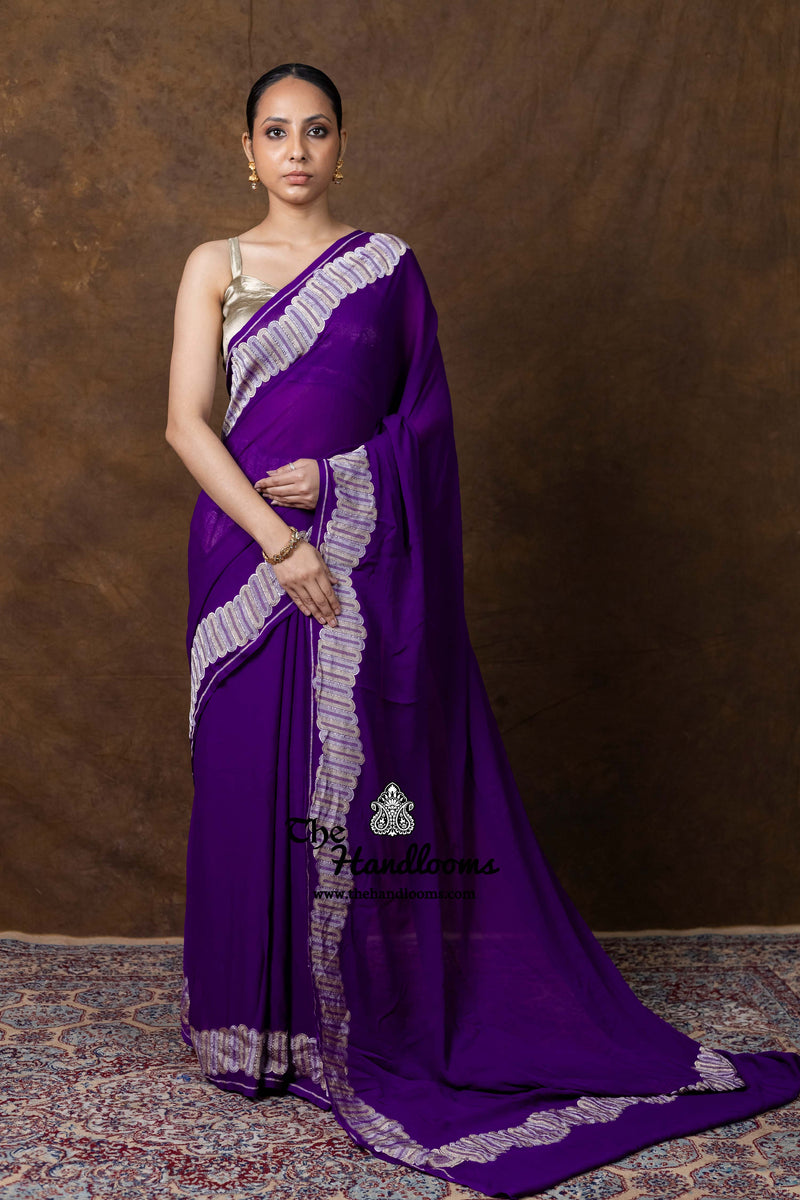 Khaddi Georgette Handloom Banarasi Saree