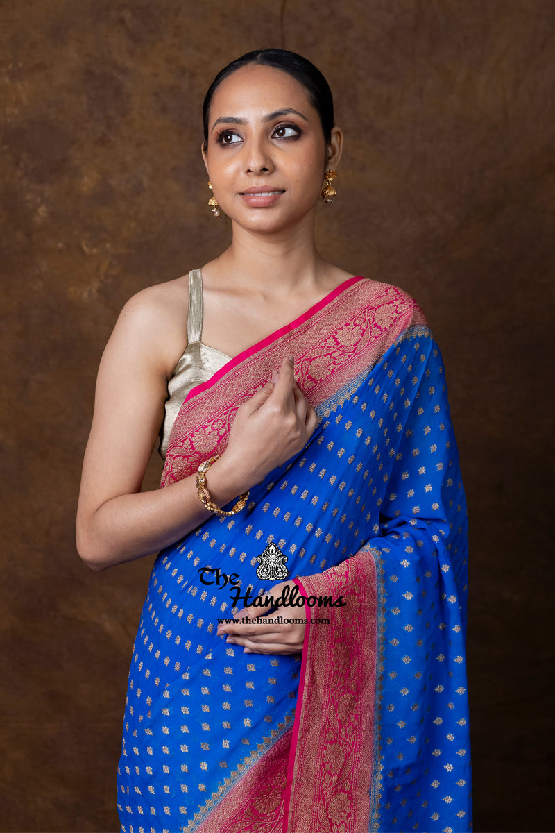 Pure Khaddi Georgette Handloom Banarasi Saree - Antique Zari