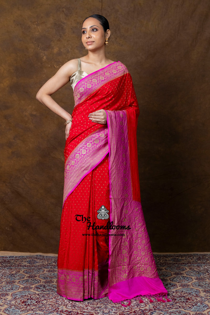 Pure Khaddi Crepe Georgette Handloom Banarasi Saree
