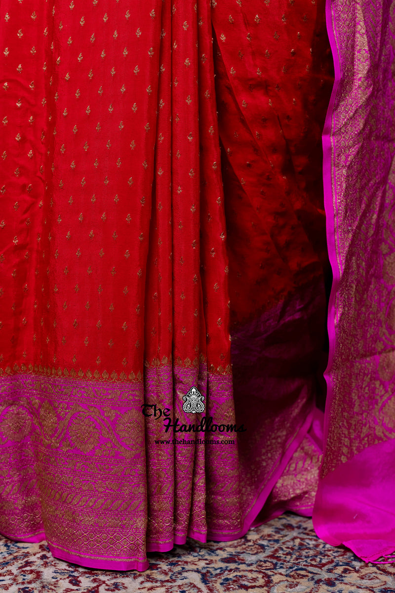 Pure Khaddi Crepe Georgette Handloom Banarasi Saree