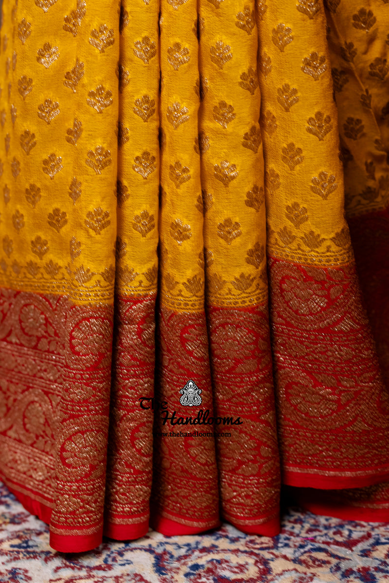 Pure Khaddi Georgette Handloom Banarasi Saree - Antique Zari