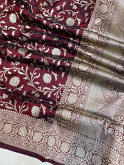 Pure Katan Silk Banarasi Handloom Saree - All Over Jaal Work - The Handlooms