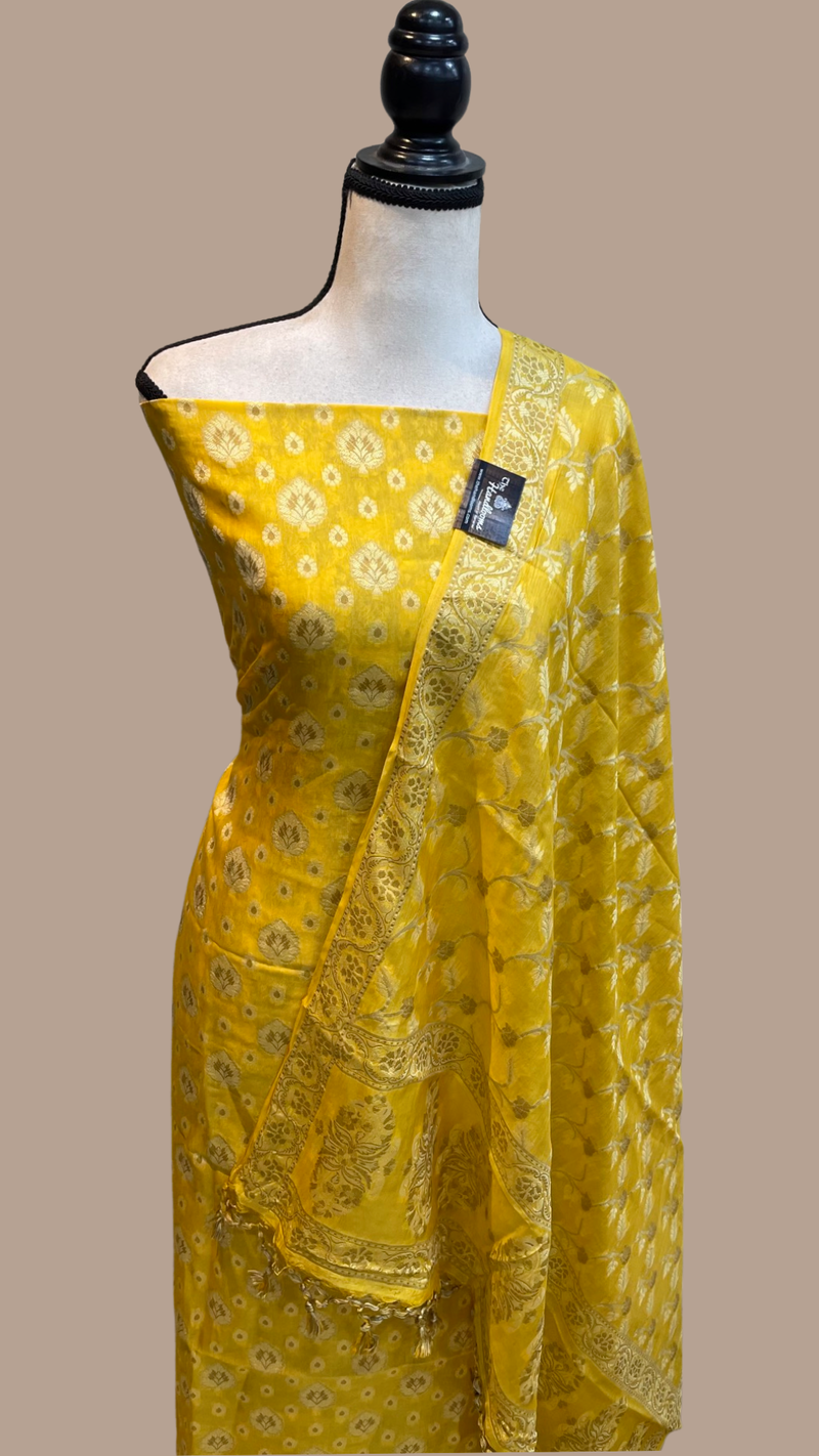 Pure Butter Silk Banarasi Dress material - The Handlooms