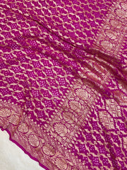 Pure Georgette Banarasi Bandhej Handloom Saree - The Handlooms