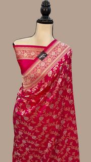 Pure Katan Silk Banarasi Handloom Saree - All over Sona Roopa Jaal work - The Handlooms