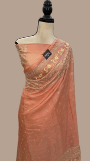 Tussar Silk Handloom Banarasi Saree With Chikankari - The Handlooms