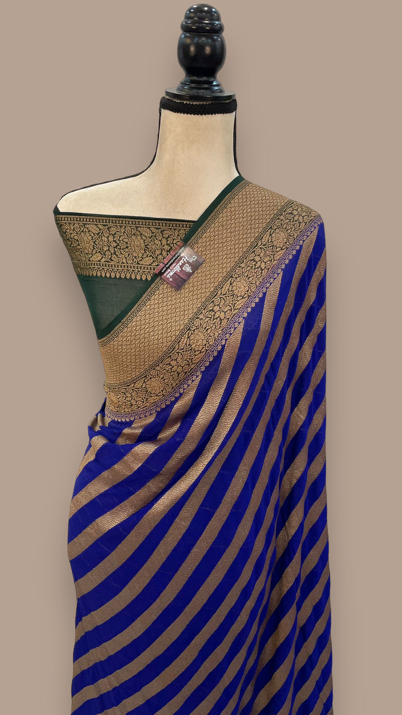 Khadki Georgette Banarasi Saree -  Antique zari - The Handlooms