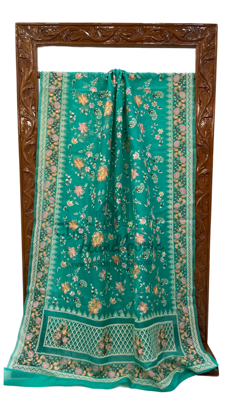 Organza Chikankari Handloom Banarasi Saree - The Handlooms