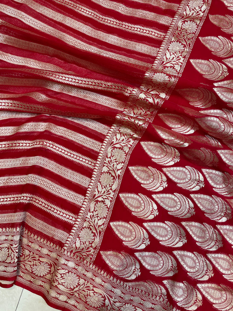 Khaddi Georgette Handloom Banarasi Saree - The Handlooms