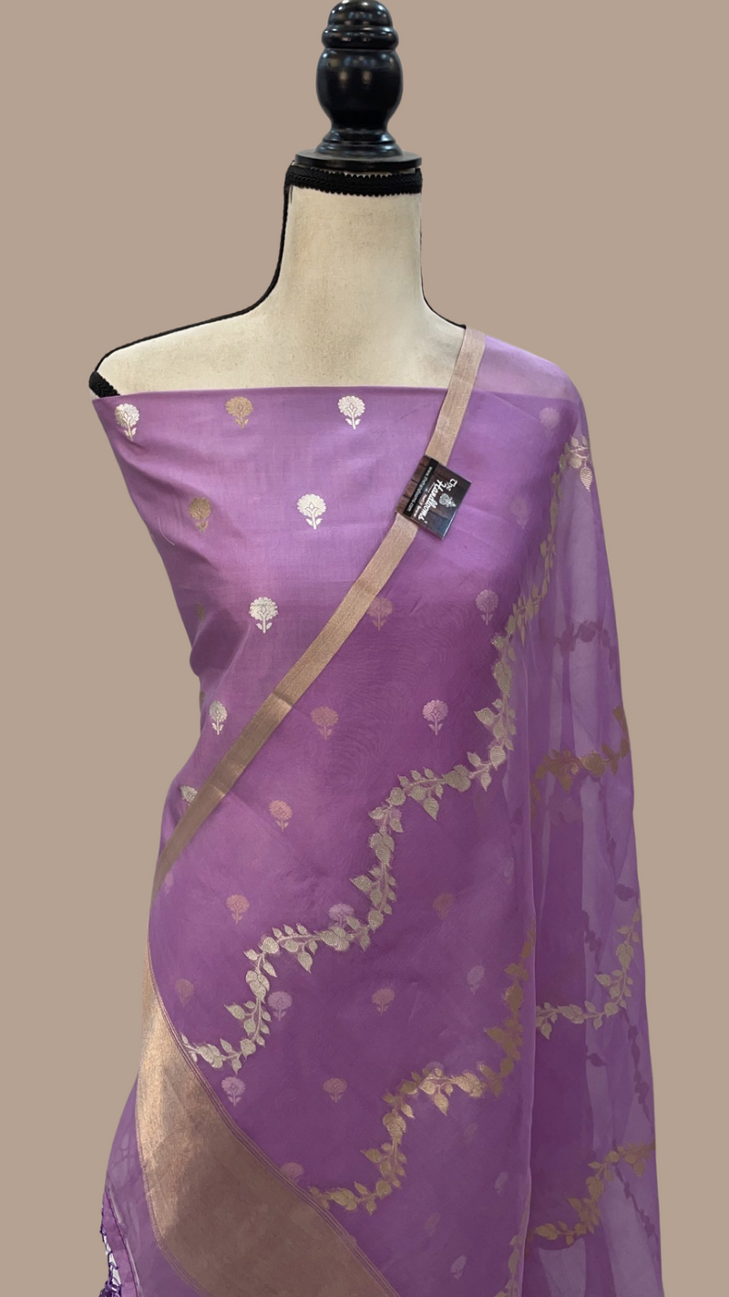 Pure Katan Silk Handlooms Banarasi Dress material With Organza Dupatta - The Handlooms