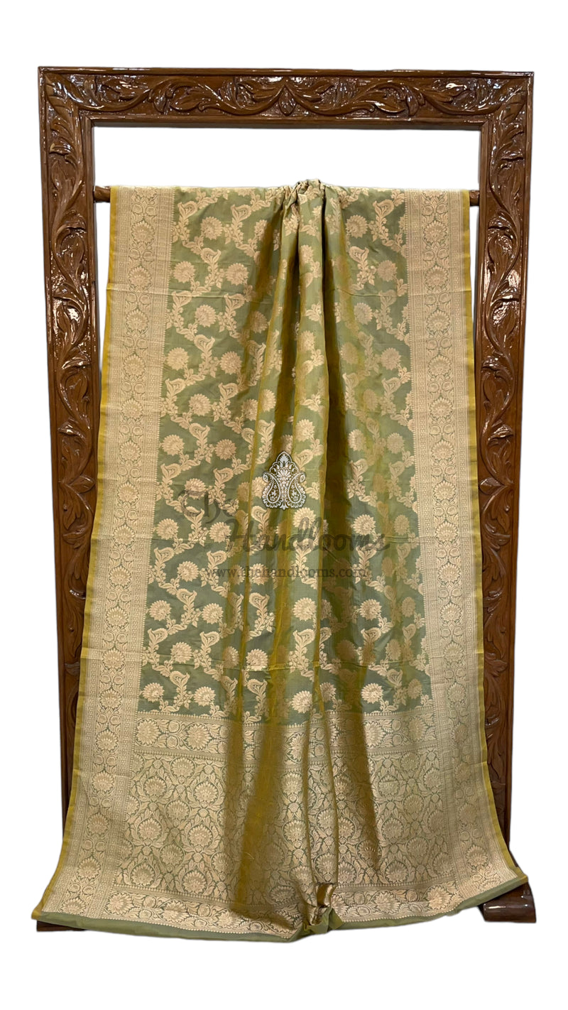 Pure Katan Silk Banarasi Handloom Saree - All over Jaal work - The Handlooms