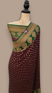 Khaddi Georgette Handloom Banarasi Saree -  Antique zari - The Handlooms