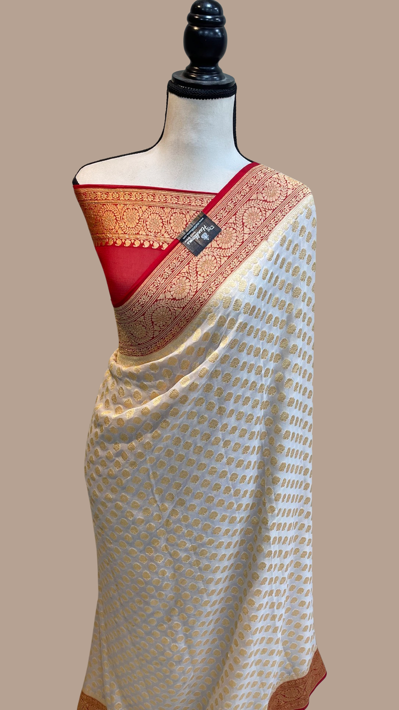 Khaddi Georgette Banarasi Saree - Gold zari - The Handlooms