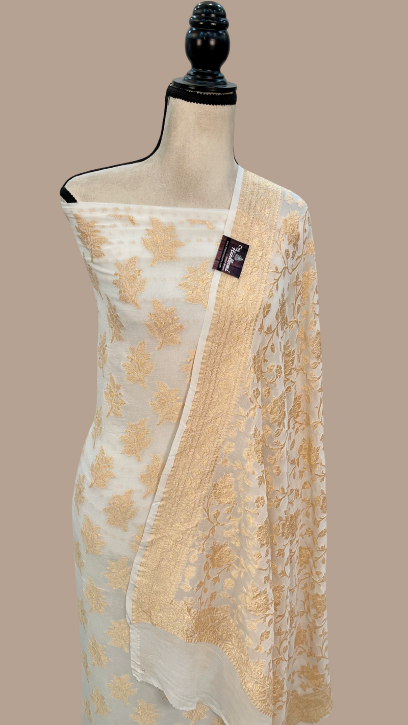Pure Khaddi Georgette Banarasi Dress material - The Handlooms