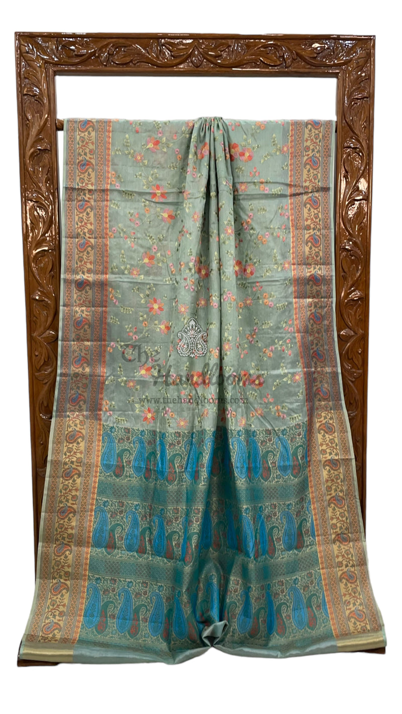 Tussar Silk Handloom Banarasi Saree With Chikankari - The Handlooms