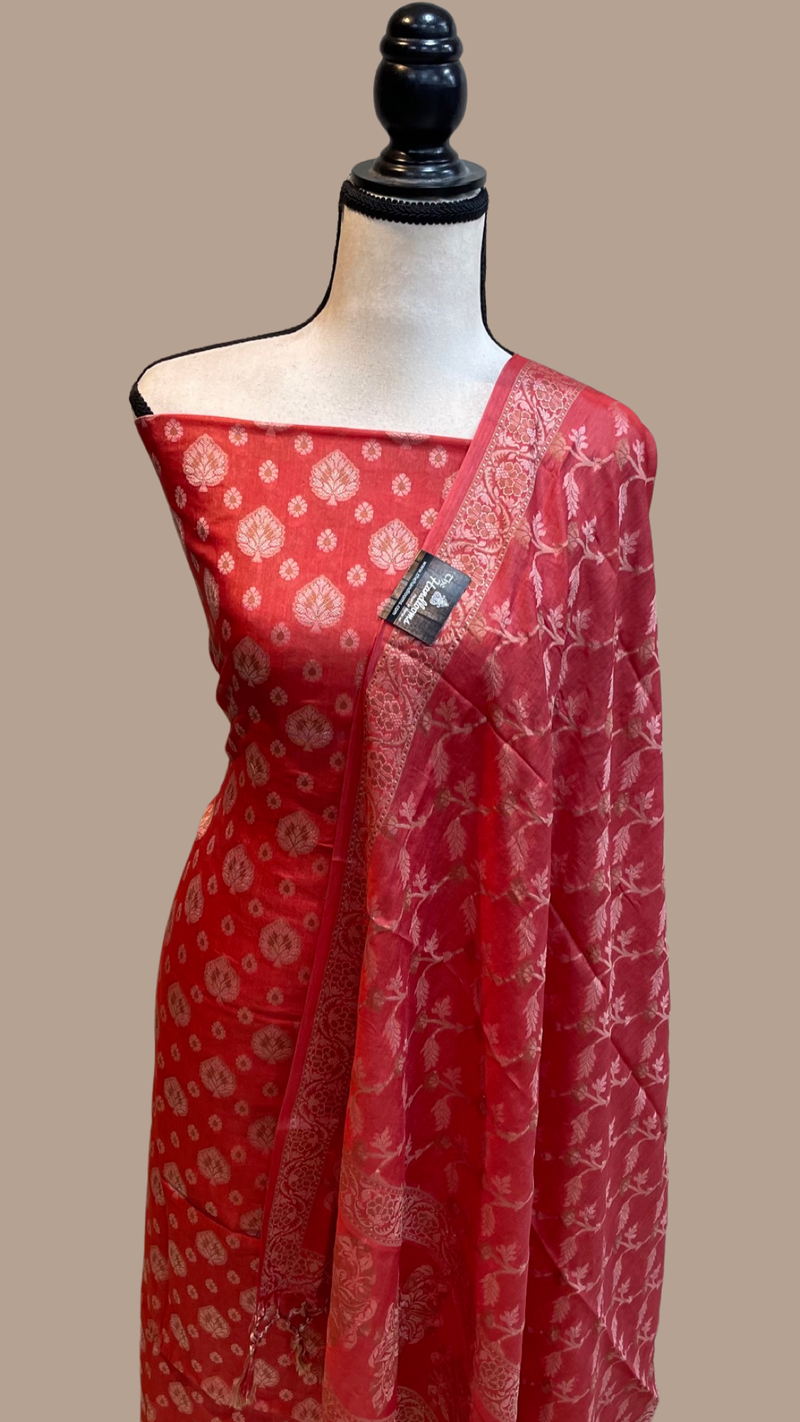 Pure Butter Silk Banarasi Dress material - The Handlooms