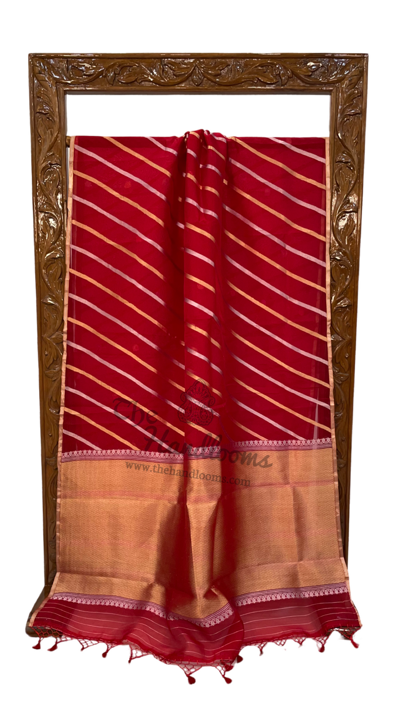 Red Pure Kora Handloom Banarasi Saree - The Handlooms