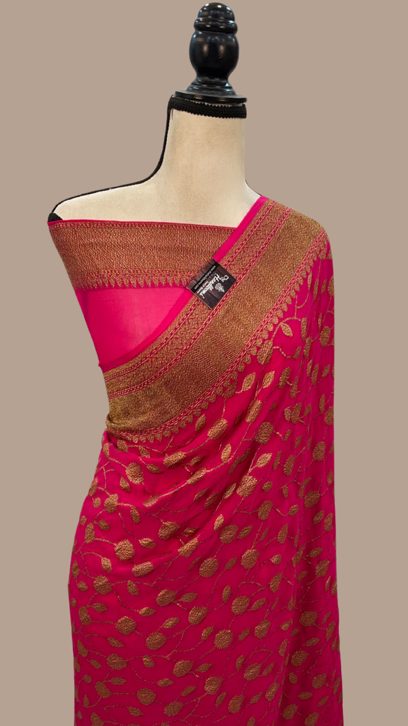 Khaddi Georgette Banarasi Saree -  Antique zari - The Handlooms