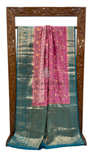 Pure Chiniya Silk Handloom Banarasi Saree with Chikankari - The Handlooms