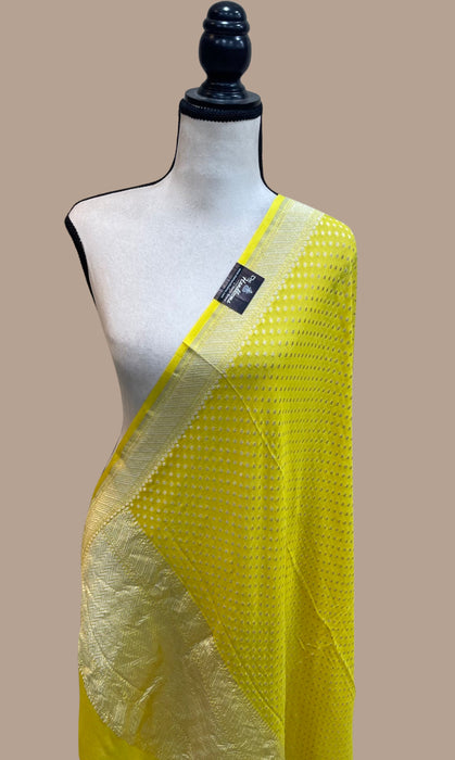 Pure Khaddi Georgette Dupatta - water zari - The Handlooms