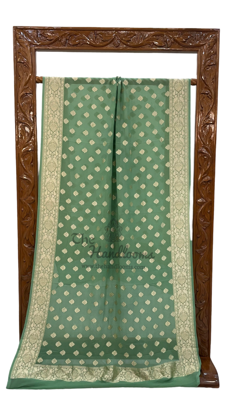 Pure Khaddi Georgette Dupatta - water zari - The Handlooms