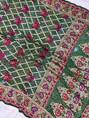 Pure Georgette Banarasi Bandhej Handloom Saree - with meenakari work - The Handlooms