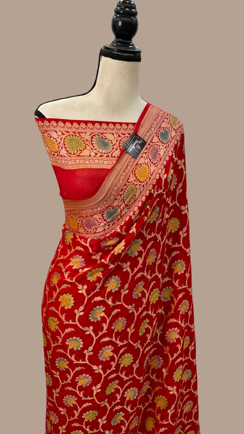 Pure Chiffon Khaddi Banarasi Saree - The Handlooms