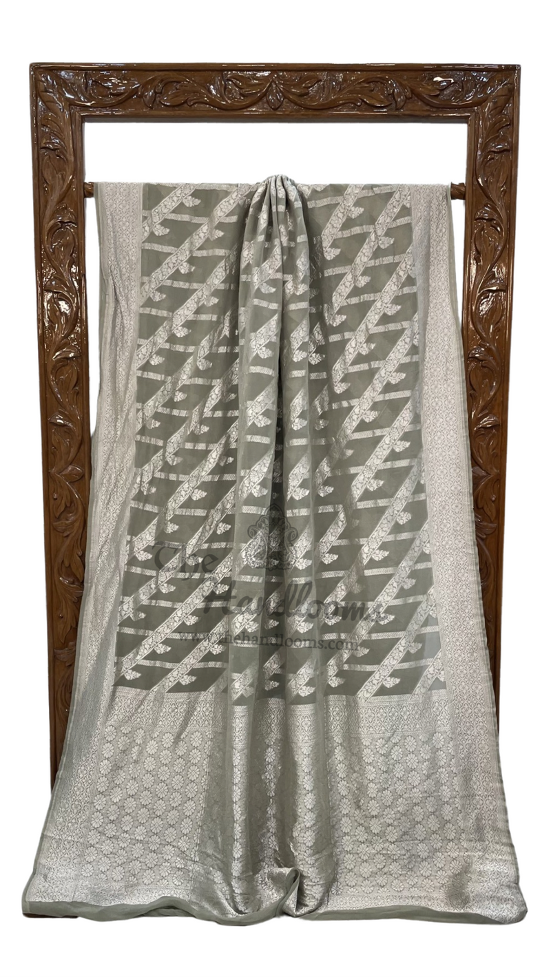 Pure Khaddi Georgette Handloom Banarasi Saree - The Handlooms