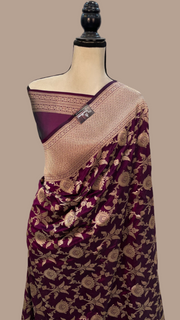Pure Katan Silk Banarasi Handloom Saree - All over Jaal work - The Handlooms