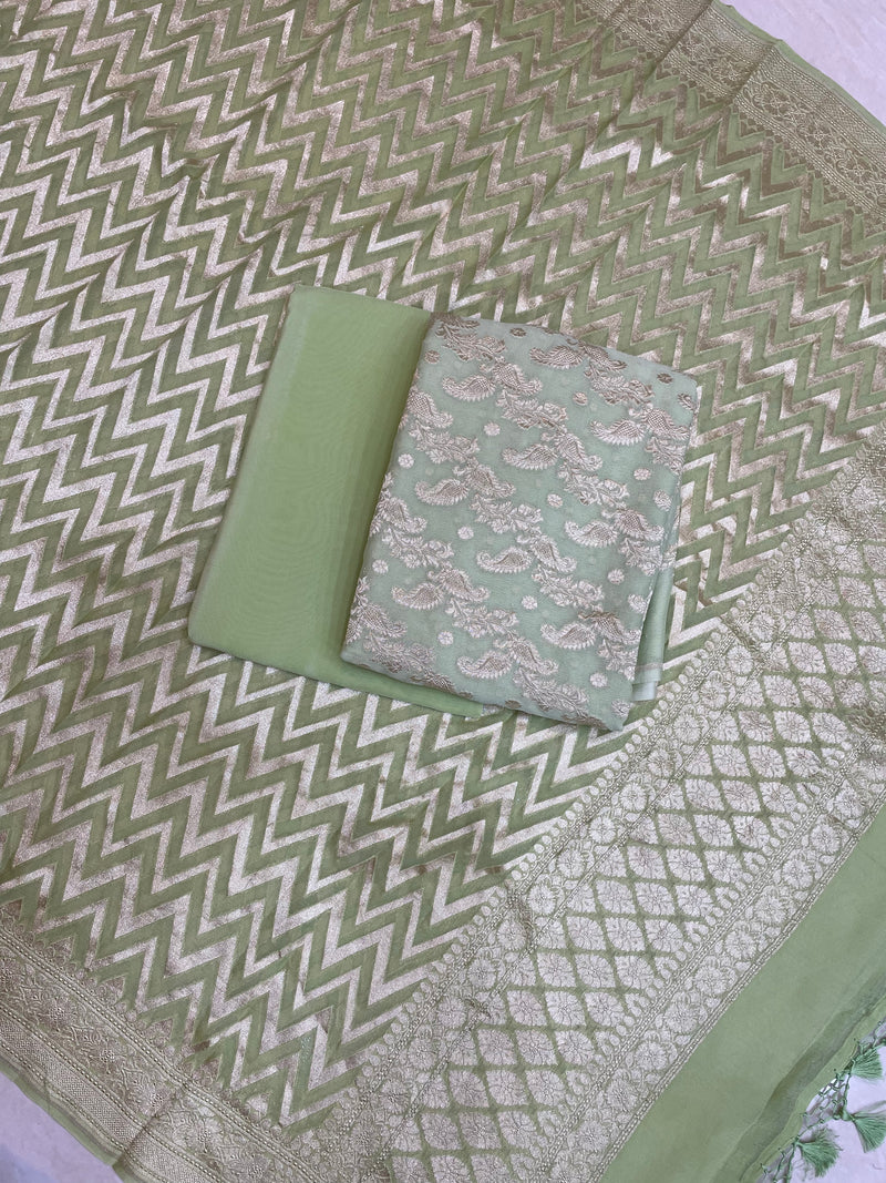 Pure Khaddi Georgette Banarasi Dress material - The Handlooms