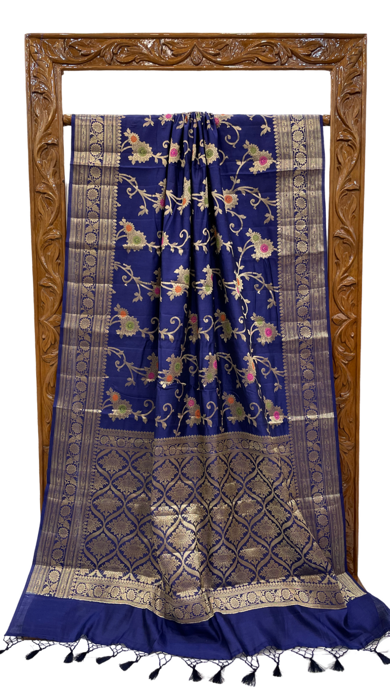 Pure Dupion Silk Banarasi Saree - Gold Zari - The Handlooms