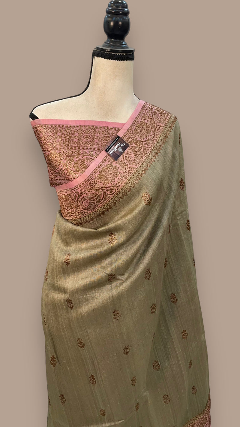 Pure Tussar Silk Handloom Banarasi Saree - The Handlooms