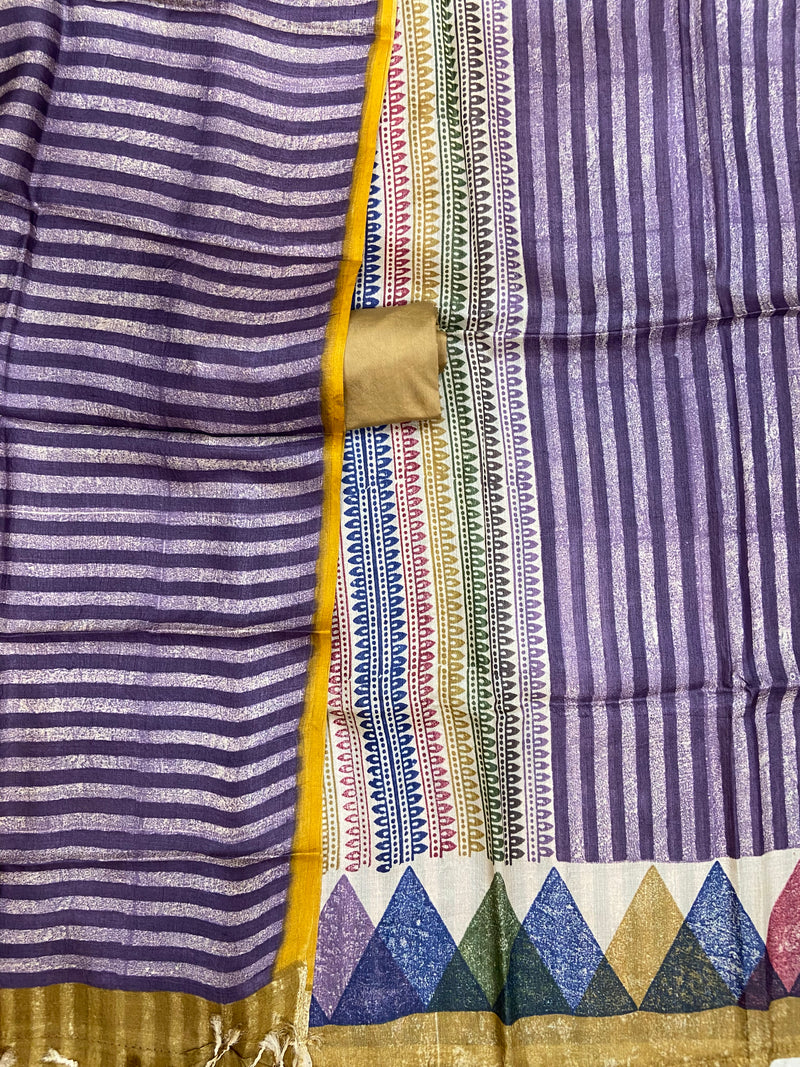 Pure Tussar Silk Handloom Banarasi Dress Material