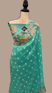 Pure Organza Chikankari Handloom Banarasi Saree - The Handlooms