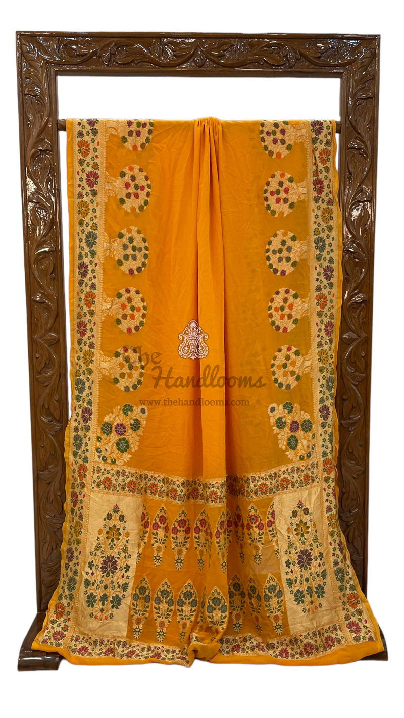 Pure Georgette Banarasi Handloom Saree - with meenakari work - The Handlooms