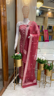 Khaddi Georgette Banarasi Dress material - The Handlooms