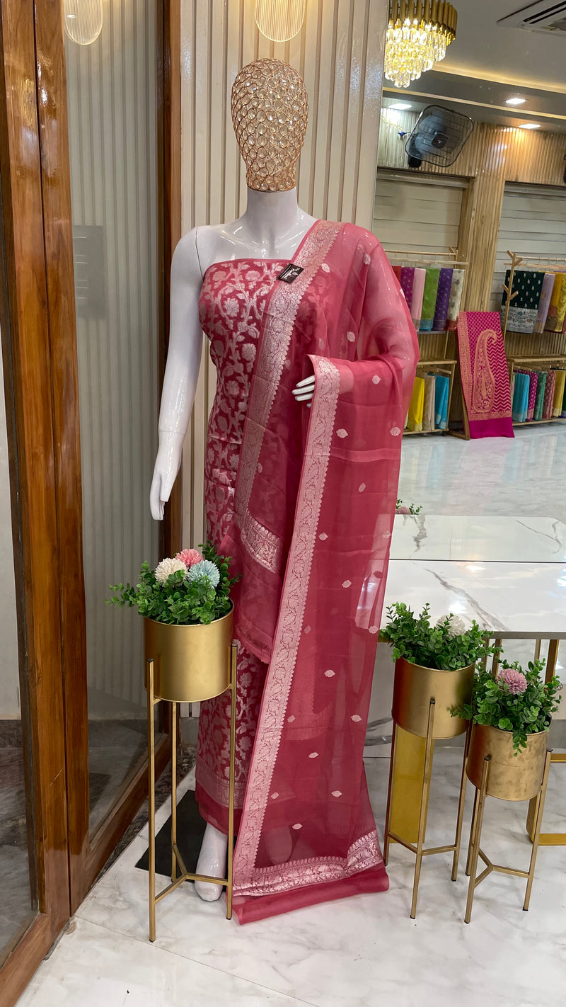 Khaddi Georgette Banarasi Dress material - The Handlooms