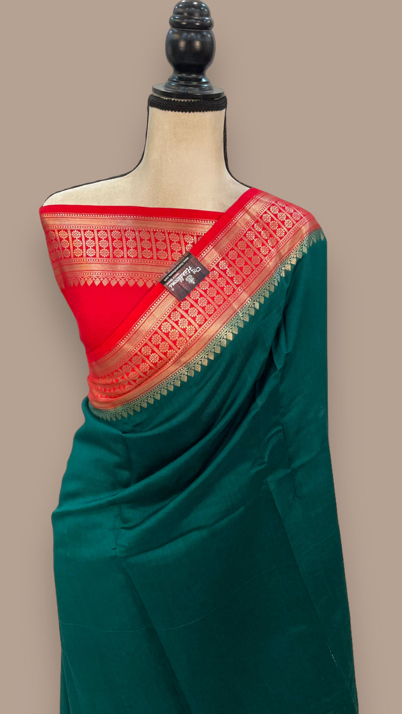 Pure Chiniya Silk Khaddi Handloom Banarasi Saree - The Handlooms