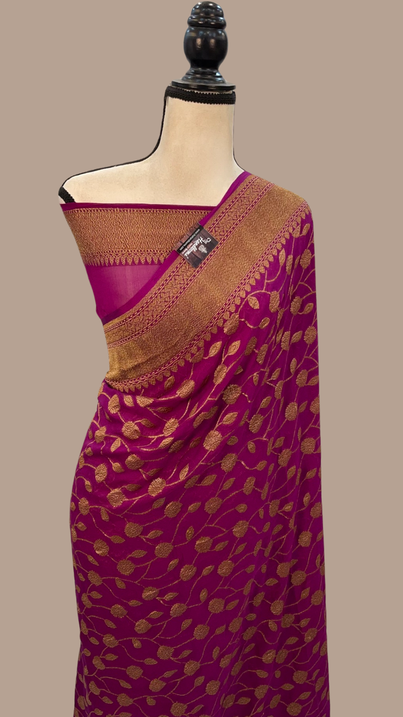 Khaddi Georgette Banarasi Saree -  Antique zari - The Handlooms