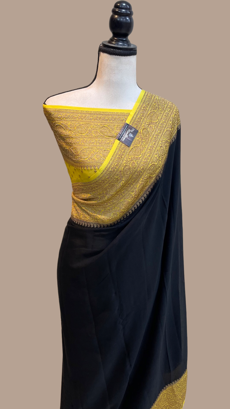 Khaddi Georgette Banarasi Saree -  Antique zari - The Handlooms